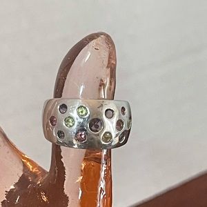 Sterling ring with burnish set gemstones!